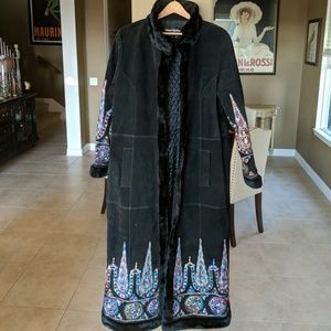 Margaret Godfrey Embroidered Suede Trench